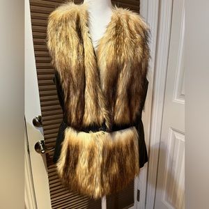 NWT faux fur and faux leather vest by NY&CO